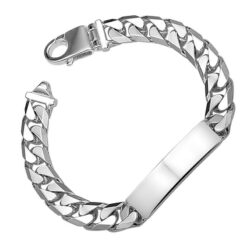 Silver men's bracelet with engraving plate 11 mm