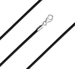 Alternative view of Leather Necklace with Silver Clasp (ø2mm)