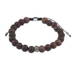 Alternative view of Beaded bracelet wood and silver 8 mm 19 - 26 cm