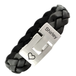 Lederen Armband Gevlochten – Met Gravure