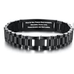 Alternative view of Steel bracelet with engraving plate with your own text/name 21 cm x 12mm (kopie)