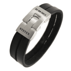 heren armband gravure zwart