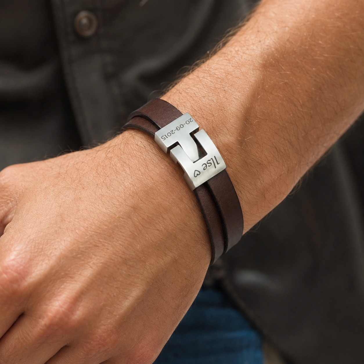 Leather Name Bracelet - Image 2