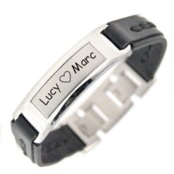 Bracelet made of stainless steel and leather