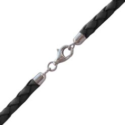 Braided Leather Necklace with Silver Clasp (∅3mm)
