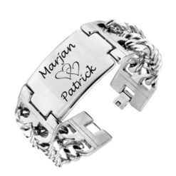 Wide Steel Bracelet with Engraving