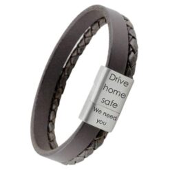 Alternative view of Men's Bracelet with Leather Engraving