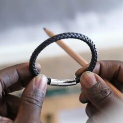 Alternative view of Tough Leather Bracelet with Braided Leather