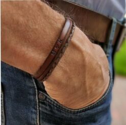 Men's Bracelet Leather Engraving