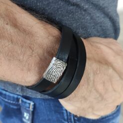 Alternative view of Leather wrap bracelet with Fingerprint