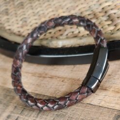 Alternative view of Tough Bracelet with Braided Leather
