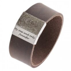 Fingerprint Bracelet with Solid Leather Band