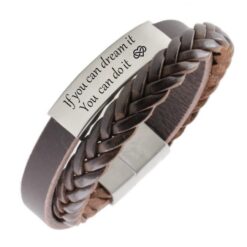 leather bracelet men with text