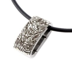 Fingerprint Necklace with Leather Chain