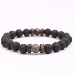 Alternative view of Bracelet with wooden and lava beads
