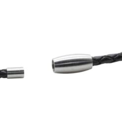 Alternative view of Braided Leather Necklace with Stainless Steel Clasp (∅3mm)