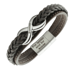 Leather Bracelet with Infinity sign incl engraving