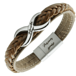 Alternative view of Leather Bracelet with Infinity sign incl engraving