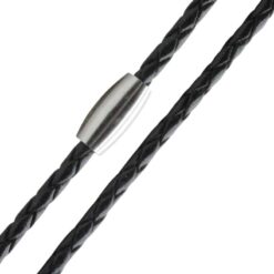 Braided Leather Necklace with Stainless Steel Clasp (∅3mm)
