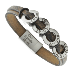 Leather bracelet with name rings