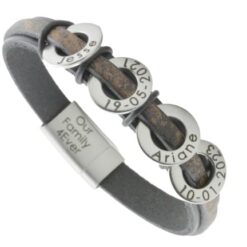 Alternative view of Leather bracelet with name rings