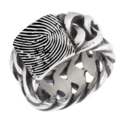 Precious steel ring with fingerprint
