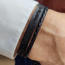 Alternative view of Leather bracelet with names and text